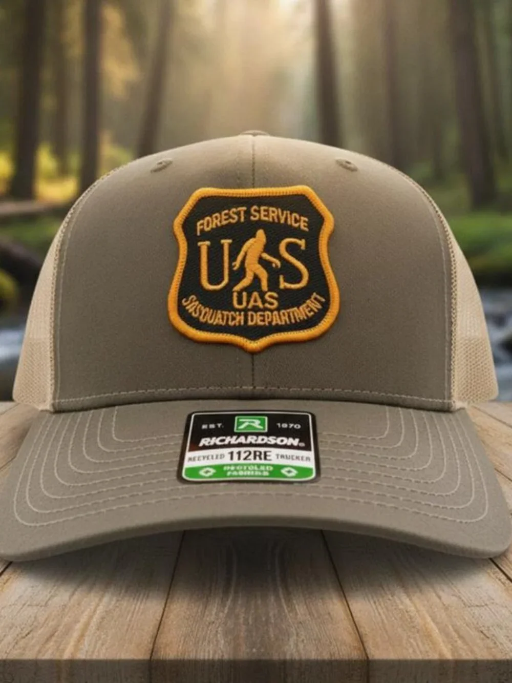 Retro Sasquatch Forest Service Trucker Hat Bigfoot Patch Richardson 112RE Funny